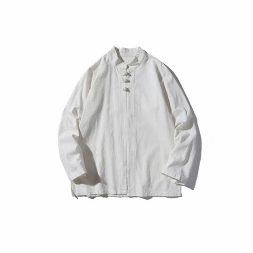 Title 6, Camicia cinese in lino a maniche lunghe da uomo...