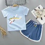 Conjunto infantil de duas peças com manga curta, 100% algodão, macio e respirável, ideal para o verão, confortável e prático para o dia a dia. — foto 5