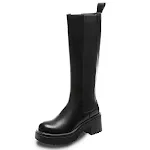 Botas femininas de couro com sola grossa e salto grosso tipo chaminé, perfeitas para um visual elegante e conforto duradouro. — foto 1
