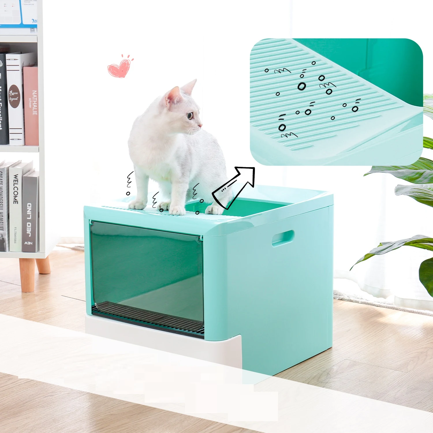 Title 4, Large Drawer Type Fully Enclosed Cat Litter Box...