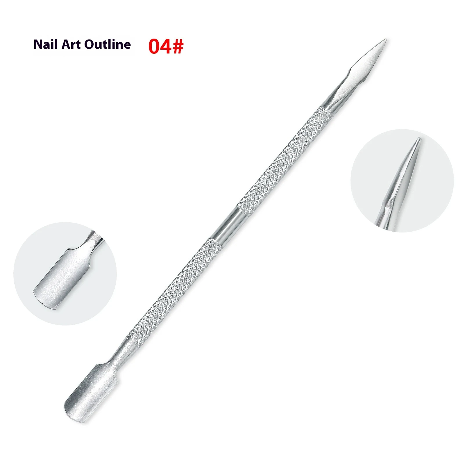 Removedor de cutículas de ponta dupla em aço inoxidável, ferramenta para manicure. Cuidados com as unhas, empurra a pele morta, modela. — foto 5