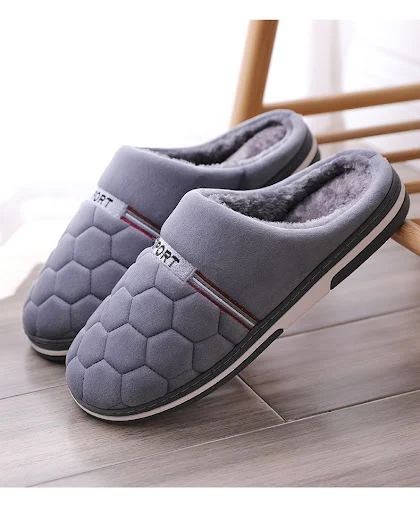Title 12, Mens Cotton Slippers Plus-sized Home Warm Plat...