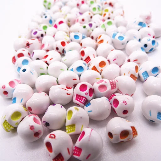 Title 6, Resin Colorful Mini Skull Beads Flatback Caboch...