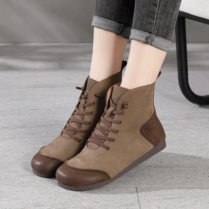 Title 7, New Retro Leather High-top Womens Boots with R...