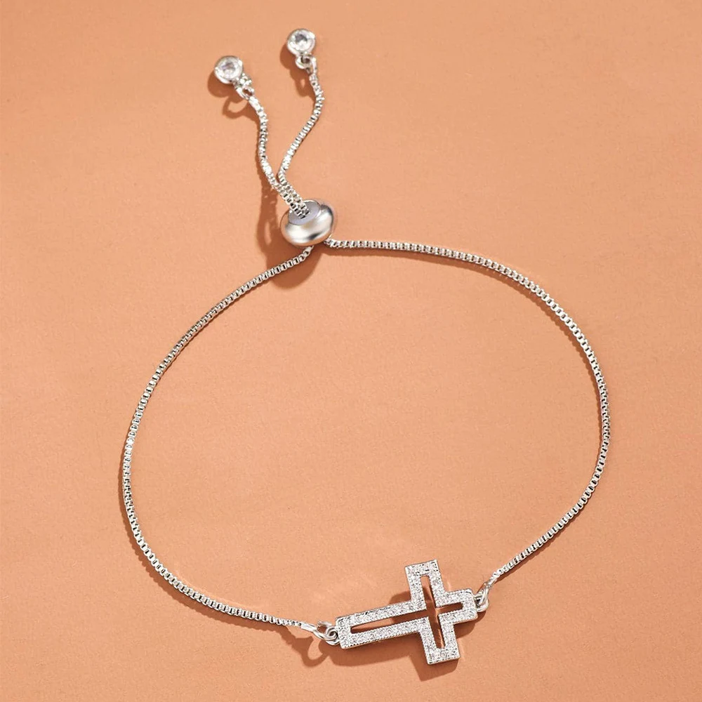 Pulseira feminina de moda com cruz de zircônia, combina com tudo, acessório elegante e versátil para complementar seu visual, compre já. — foto 14