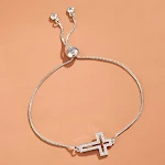 Pulseira feminina de moda com cruz de zircônia, combina com tudo, acessório elegante e versátil para complementar seu visual, compre já. — foto 14