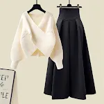 Apricot Sweater Black Dress