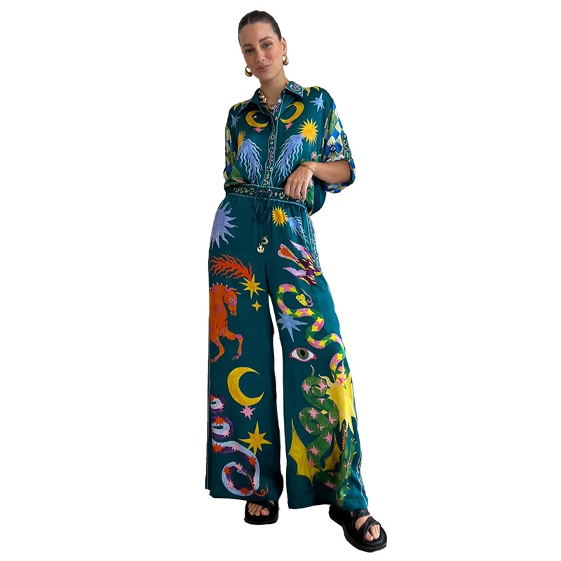 Title 6, Conjunto casual estampado de moda feminina euro...