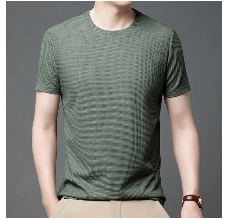 Title 7, Summer Solid Color Mens Polyester Round Neck T...