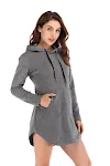 Moletom feminino com capuz de fleece, comprimento médio, outono e inverno, com bolsos, estilo europeu e americano, quente e confortável. — foto 4