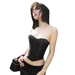 Top tubino in raso estivo stile europeo e americano da donna Traspirante ed elegante Ideale per climi caldi Versatile da abbinare con gonne o pantaloni — foto 5
