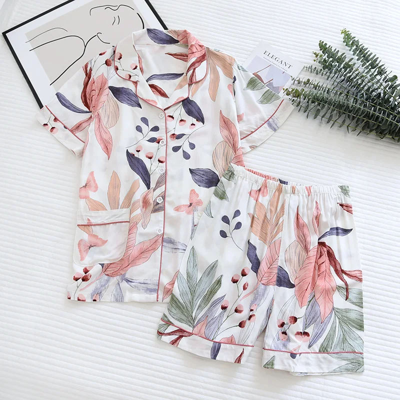 Title 16, Womens Summer Thin Poplin Pajamas Set, Short-s...