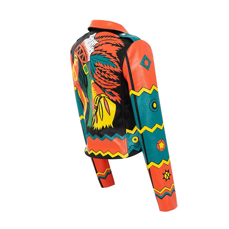 Personalized Graffiti Print Motorcycle Leather Jacket. Custom design, unmatched style, and superior protection for the r — photo 3
