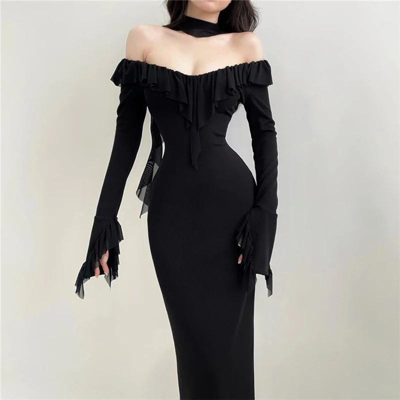 Title 2, Long Sleeve Off Shoulder High Waist Sheath Dres...