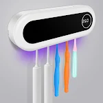 Wandmontage tandenborstelhouder UV-sterilisator en tandpasta dispenser. Ruimtebesparend en hygiënisch voor de badkamer. — foto 2
