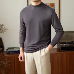 Autumn Long Sleeve Semi-Turtleneck Solid Color Base Shirt with Lyocell, perfect for layering, offering comfort and a ver — photo 6