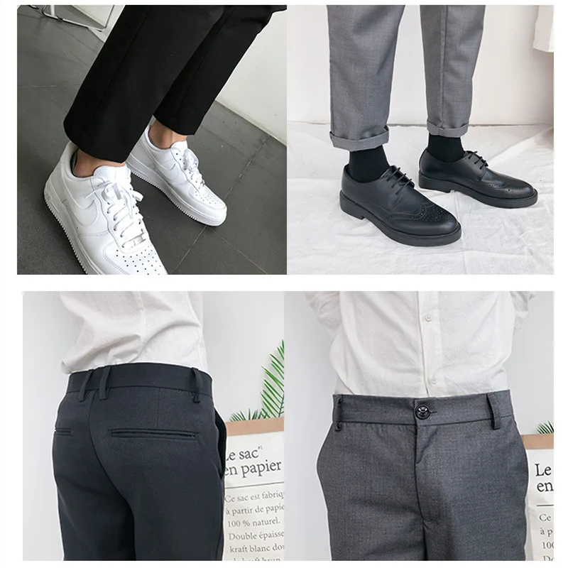 Men's slim trousers straight-leg pants loose cropped. Comfortable and stylish for a modern look. Perfect for casual wear — photo 3