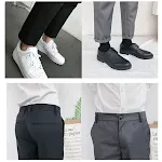 Men's slim trousers straight-leg pants loose cropped. Comfortable and stylish for a modern look. Perfect for casual wear — photo 3