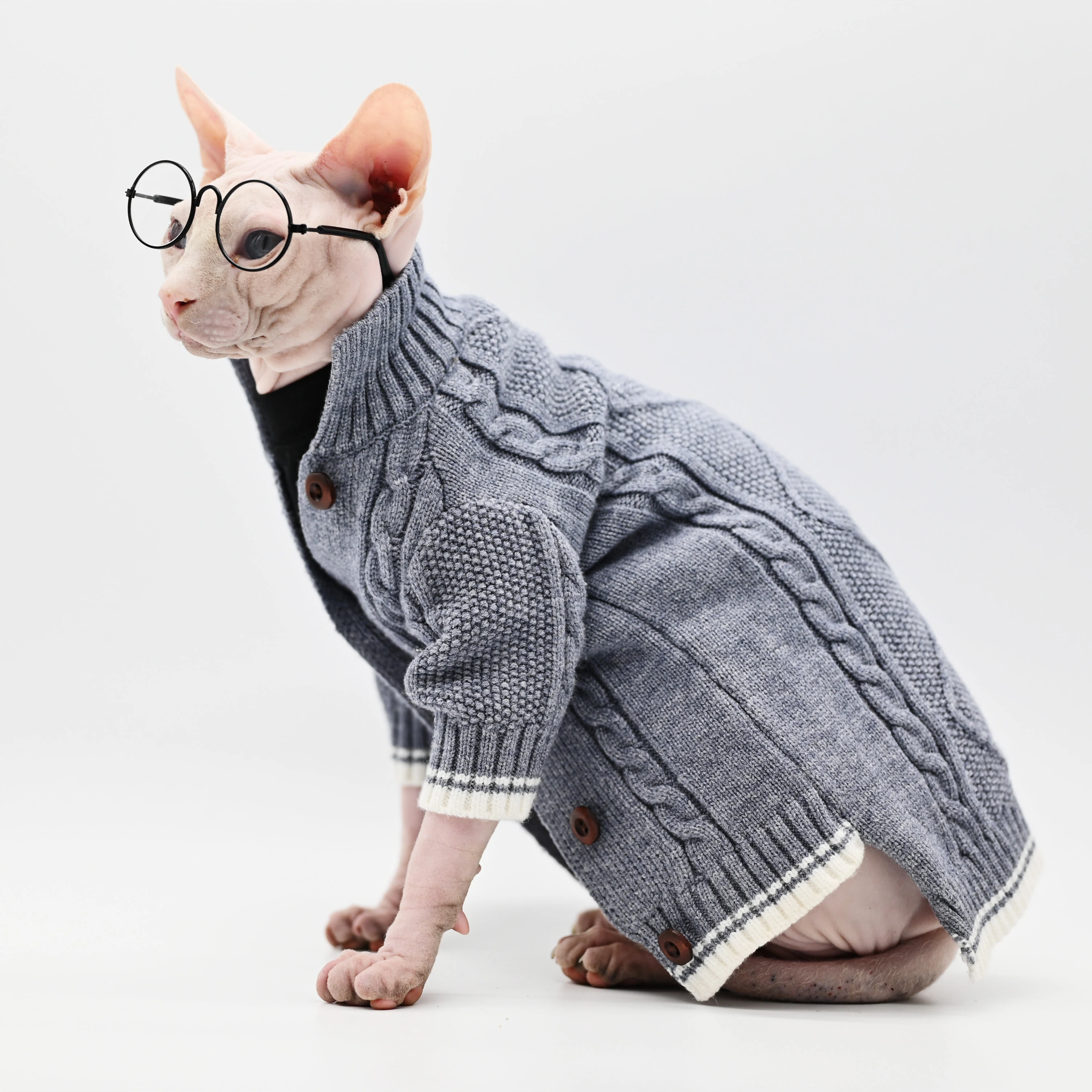 Pure Cotton Knitted Soft Fabric Hairless Cat Sweater keeps your feline friend warm and comfortable with its breathable, — photo 7