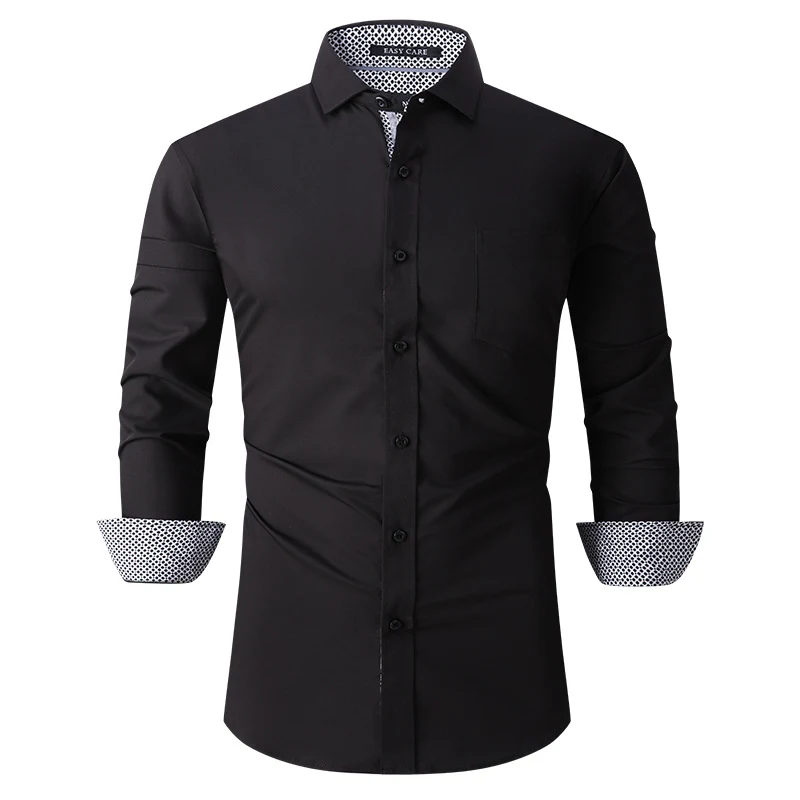 Solid Color Casual Breathable Non-ironing Men's Shirt. Comfortable and stylish for everyday wear. Easy care, perfect for — photo 8