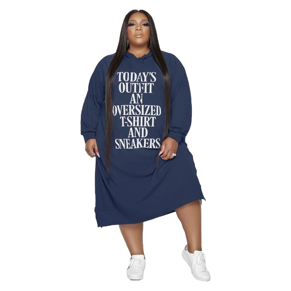 Women's Printed Hoodie Dress Mid Length – Comfortable and stylish casual wear for everyday use. A versatile mid-length d — photo 1
