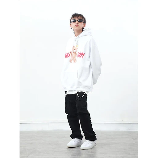 Title 4, Mens hooded loose fall/winter bear sweater. Co...