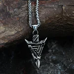 Colar de aço inoxidável Viking Aoding Triângulo Runa Flecha Titânio, estilo nórdico e resistente, perfeito para usar. — foto 6