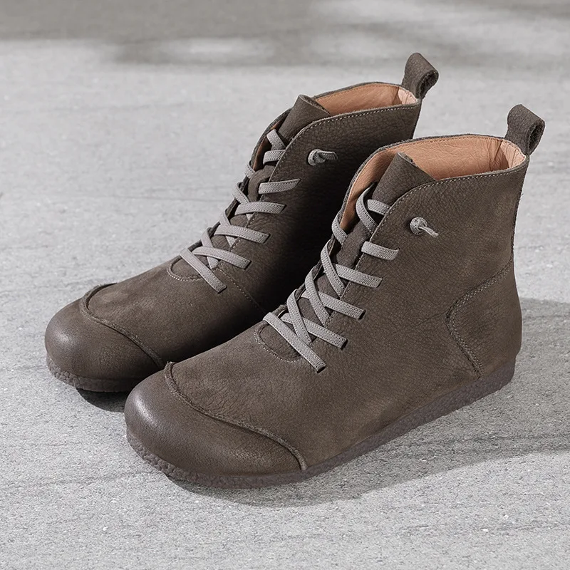 Title 3, New Retro Leather High-top Womens Boots with R...