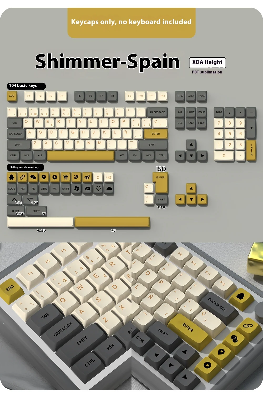 Title 15, PBT Sublimation Mechanical Keyboard Keycaps for...