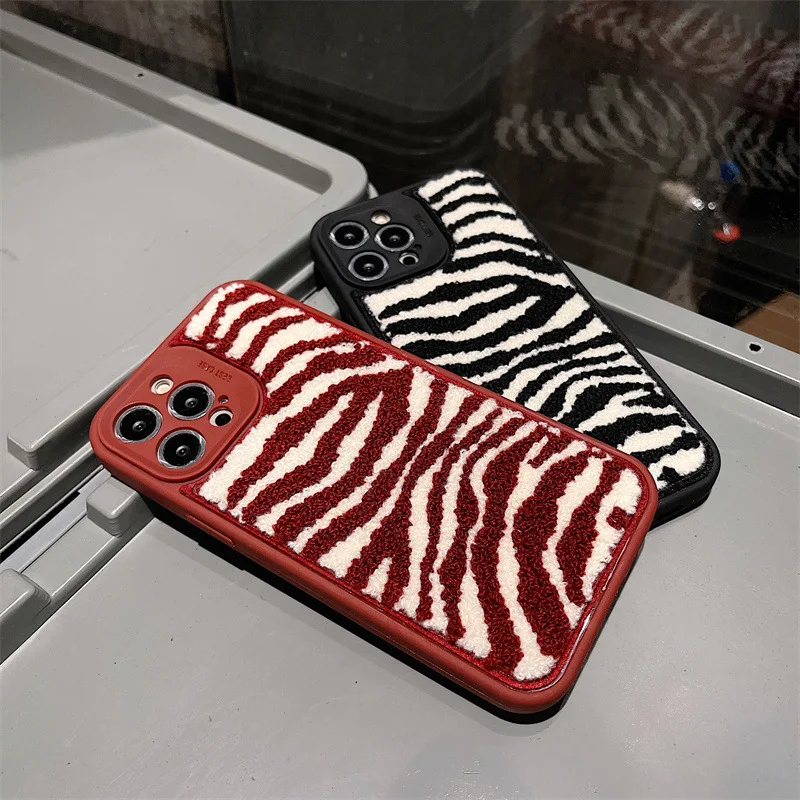 Title 2, Plush Horse Pattern Phone Case Silicone Shockpr...