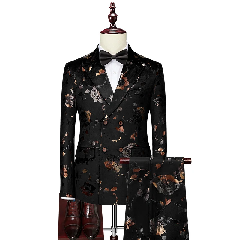 Conjunto de Terno e Gravata Criativa Estampada para Homens. Destaque-se no escritório com este conjunto elegante e moderno. Perfeito para o homem de negócios. — foto 1