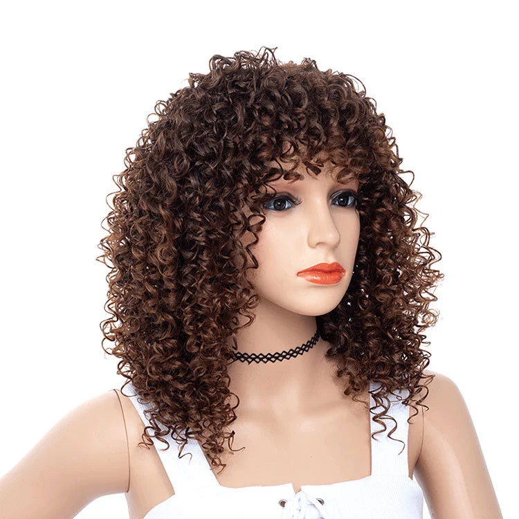 Afro pruik voor dames, kleine krullende Afrikaanse haarbedekking, natuurlijke look, gemakkelijk te dragen, modern en veelzijdig. — foto 3