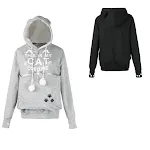 Felpa con cappuccio da donna, stampa gatto alieno, maniche lunghe, per autunno e inverno, tasca a marsupio, stile unico e caldo. — foto 4