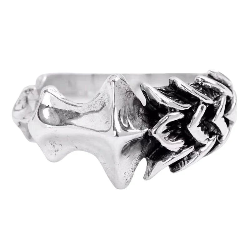 Anel Articulado Vintage Punk 925 Prata Europeu Americano Masculino Design Exclusivo Joia para Homens Sofisticados — foto 2