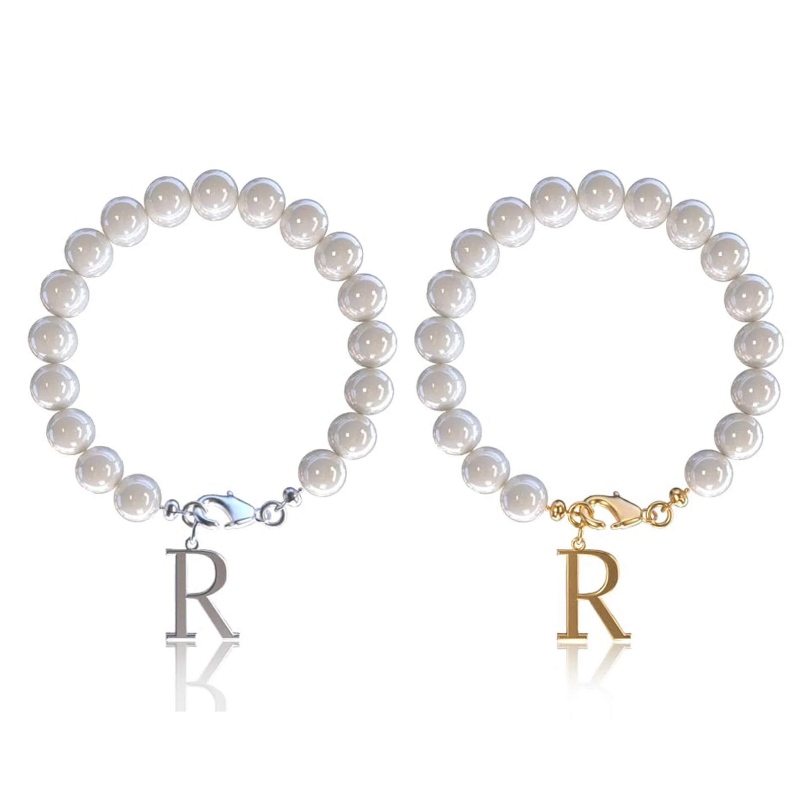 Bracciale con lettere Abito in acciaio inossidabile Perle infilate Personalizza il tuo stile con questo bracciale elegante, perfetto come regalo unico e significativo. — foto 8