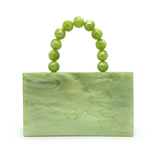 Title 1, Green Acrylic Evening Bag Beaded Handle Small S...