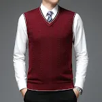 Casual navy solid color single-breasted fitted vest, perfect for layering and adding a touch of style to any outfit. Com — photo 3