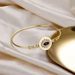 Bracelete de prata de lei Retro French Court Of Horus com olho de tigre incrustado – elegância vintage e estilo marcante. — foto 3