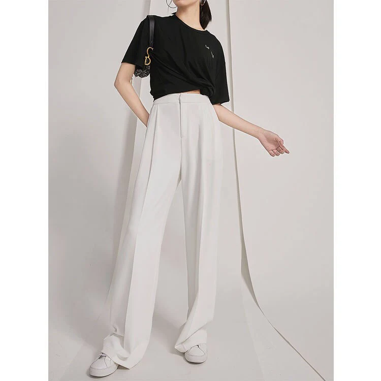 Women's High Waist Simple Casual Pants, designed to "mop the floor" with a long, flowy silhouette for a comfortable and — photo 2