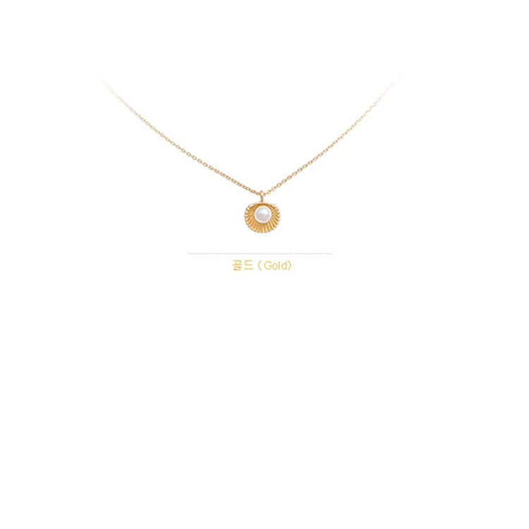 Colar com pingente de leque de pérola de concha de prata S925. Adicione um toque de sofisticação com esta joia elegante e versátil que realça sua beleza. — foto 2