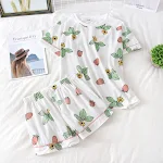 Pijama feminino de verão com mangas curtas em algodão, leve e respirável, perfeito para noites quentes e proporcionar um sono tranquilo e confortável. — foto 10