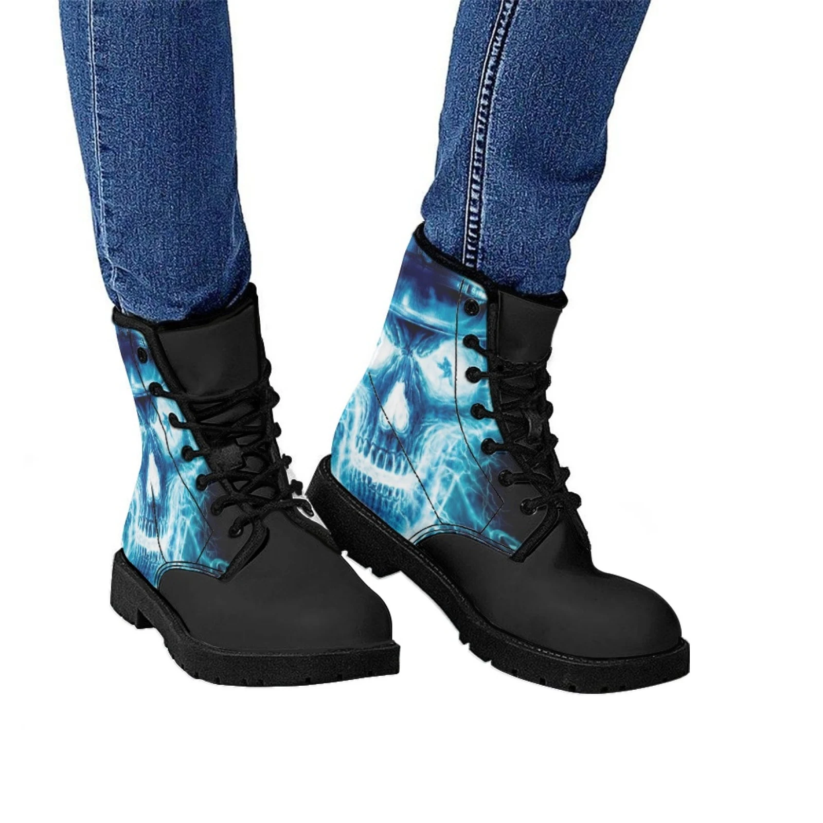 Women's Printed Leather Flat Bottom Low Heel British Martin Boots offer classic style and all-day comfort for any occasi — photo 3