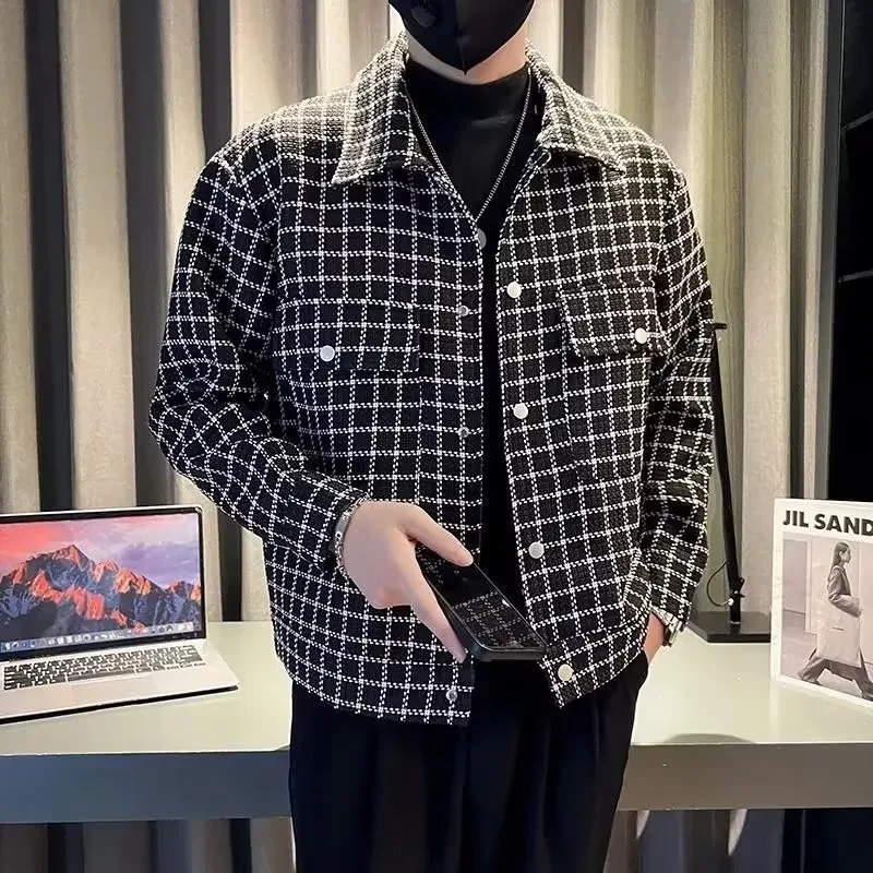 Camisa Casaco Xadrez Clássica Manga Longa Estilo Coreano Casual, Conforto e Estilo para Todas as Ocasiões, Perfeita para o Seu Dia a Dia. — foto 1