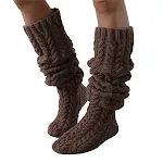 Five-Color Twist Over The Knee Solid Color Long Knitted Woolen Yarn Socks — photo 4