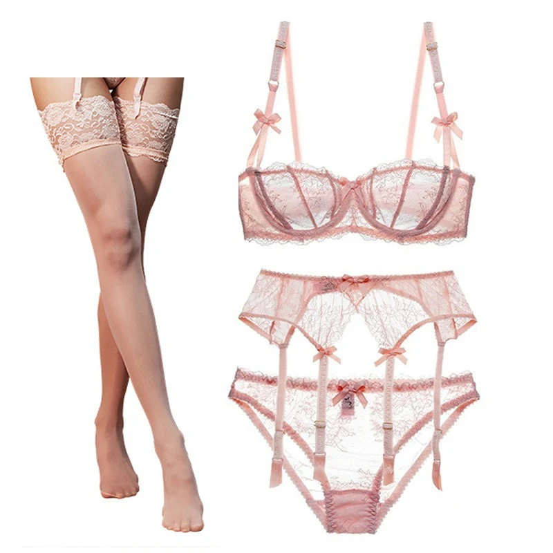 Title 3, Half Cup Lace Bra Set Women
