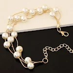 Conjunto coreano de brinco, pulseira e colar com pérolas multicamadas, ideal para um visual doce e elegante. — foto 5