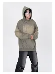 Suéter pullover com letras desbotadas e bordado tridimensional. Conforto e estilo em um design único. Perfeito para um visual casual e moderno. — foto 12