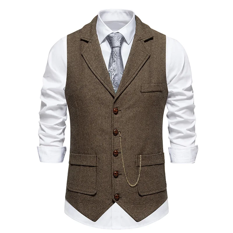 Title 10, New Retro Herringbone Casual Vest with Multi-Po...