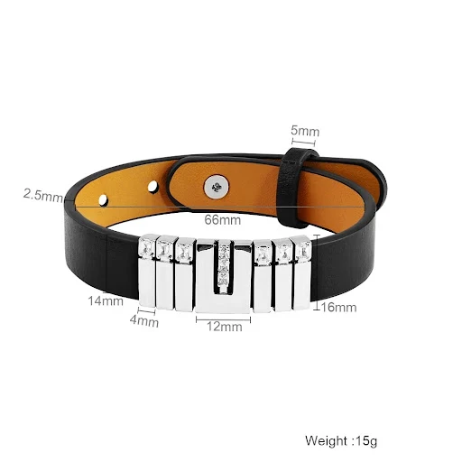 Title 1, Pulseira masculina casual de couro sintético co...