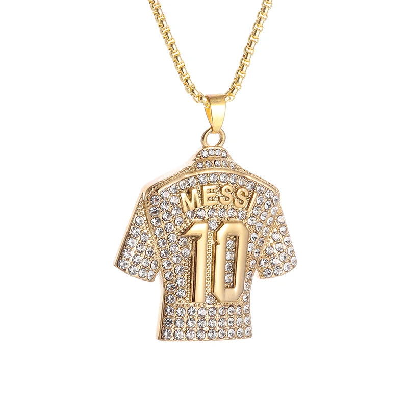 Colar pingente de diamante banhado a ouro em aço titânio Hip Hop, acessório estiloso e moderno para um visual marcante e autêntico. — foto 3